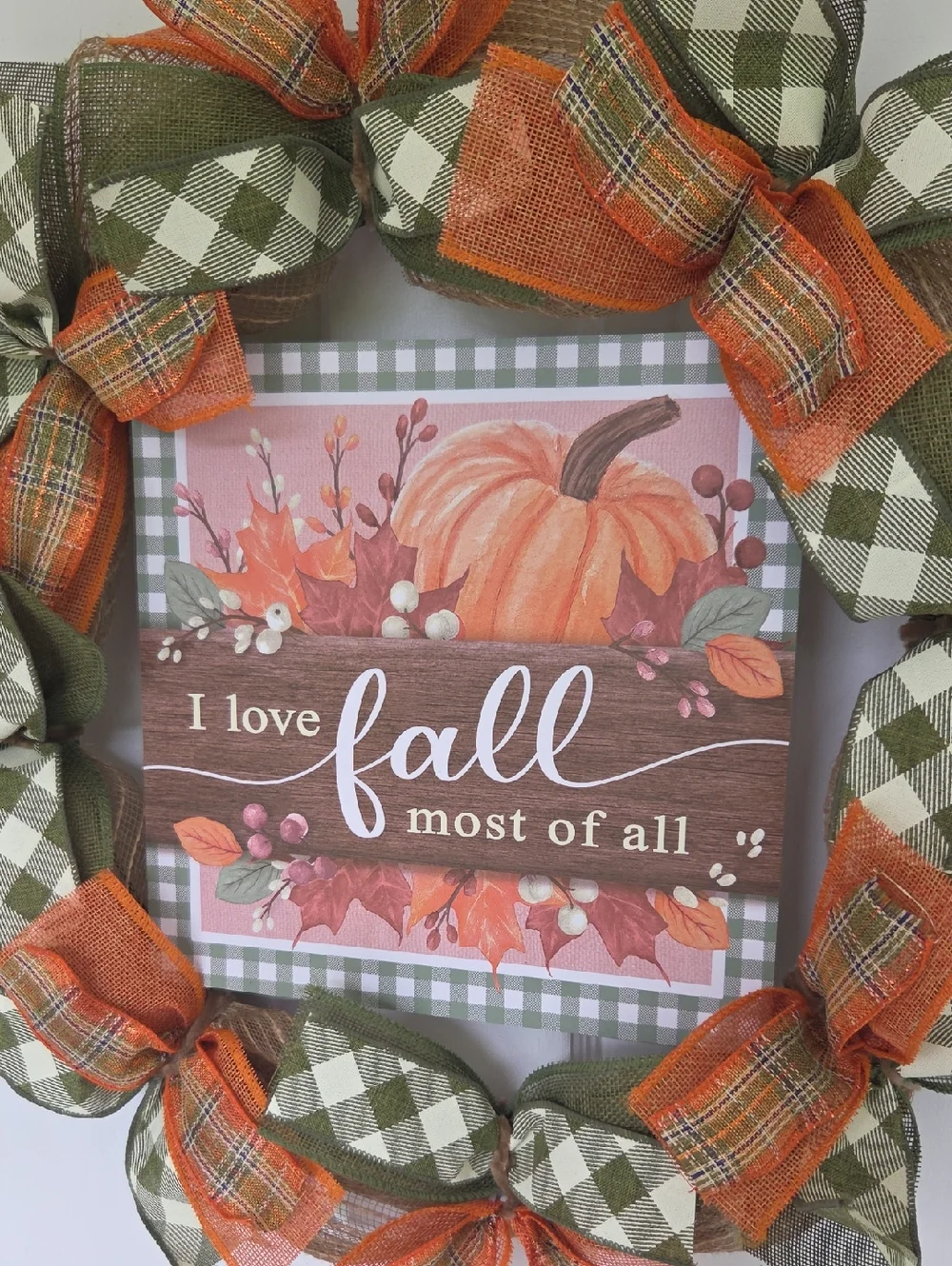 I love Fall Pumpkin Deco Mesh Wreath Plaid Bows Fall Decor Home Decor Door Decor